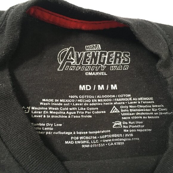 Men's Marvel Avengers Infinity War A is for Awesome Black T-Shirt Boys Size Med - Picture 6 of 7